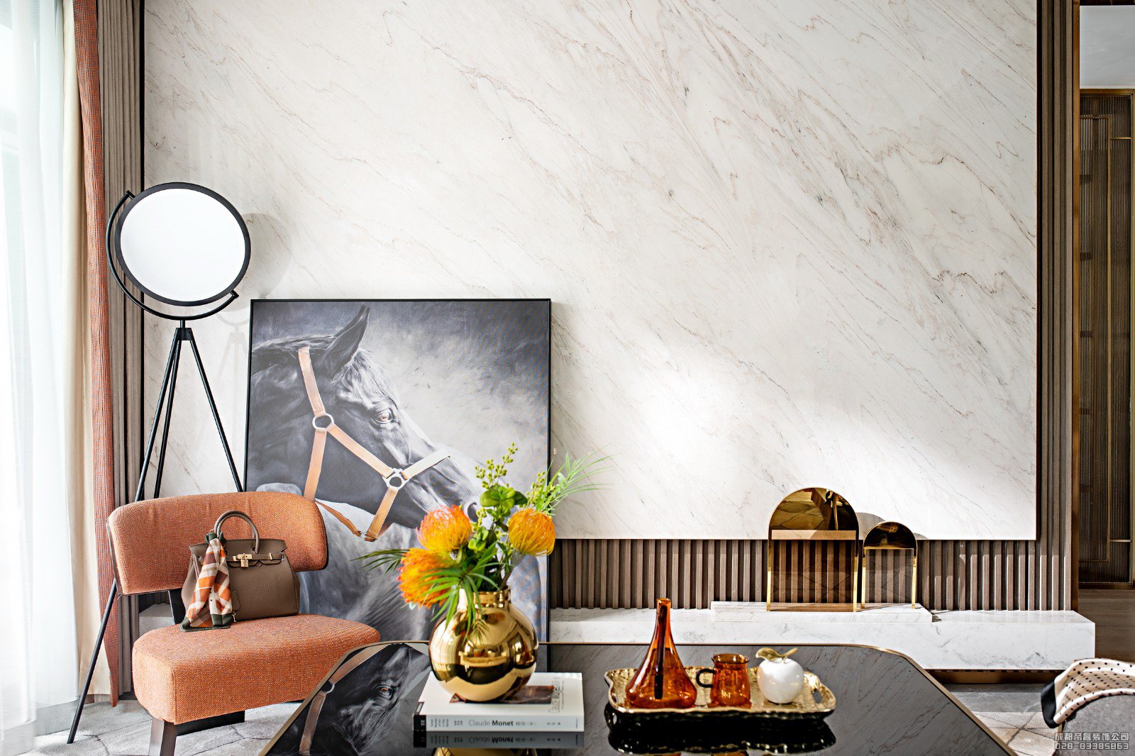 轻奢爱马仕风格住宅装修设计效果图