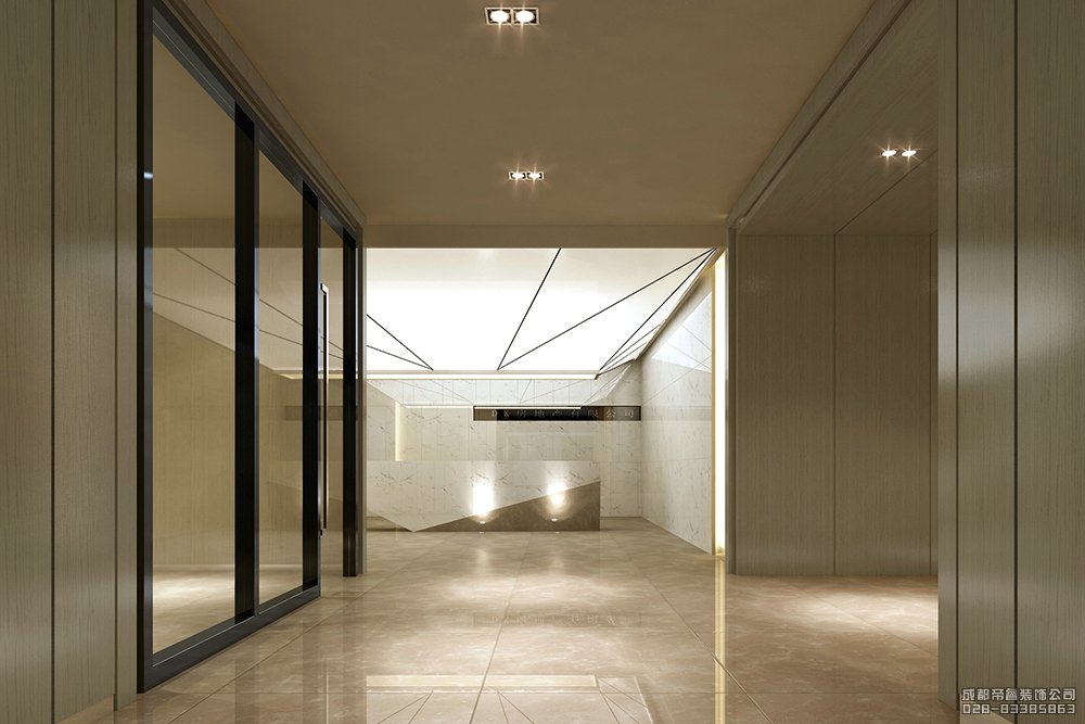 现代办公楼前厅设计效果图