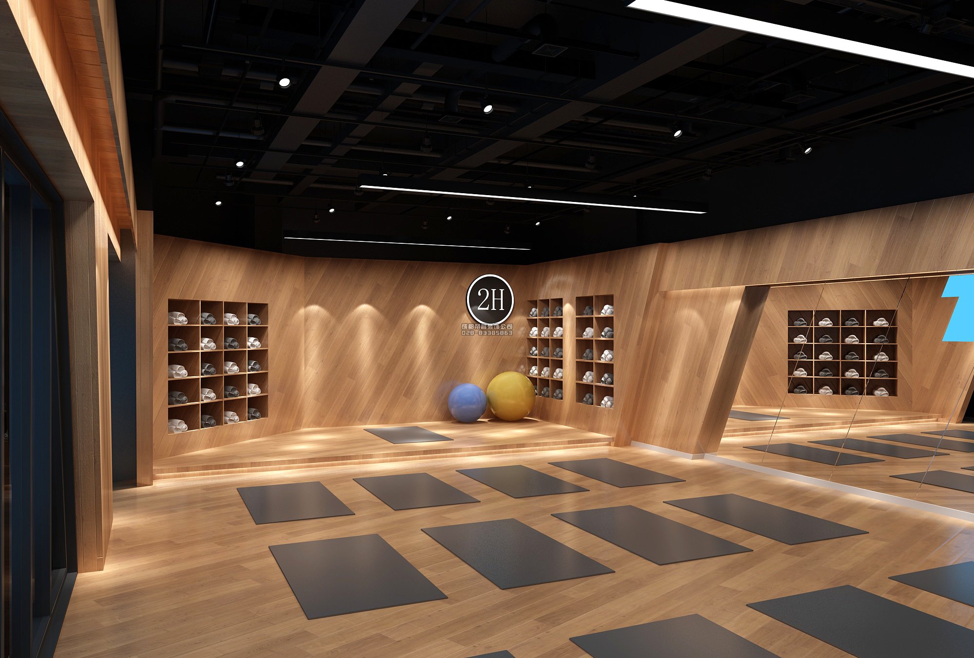 「成都瑜伽馆装修」经典设计效果图案例