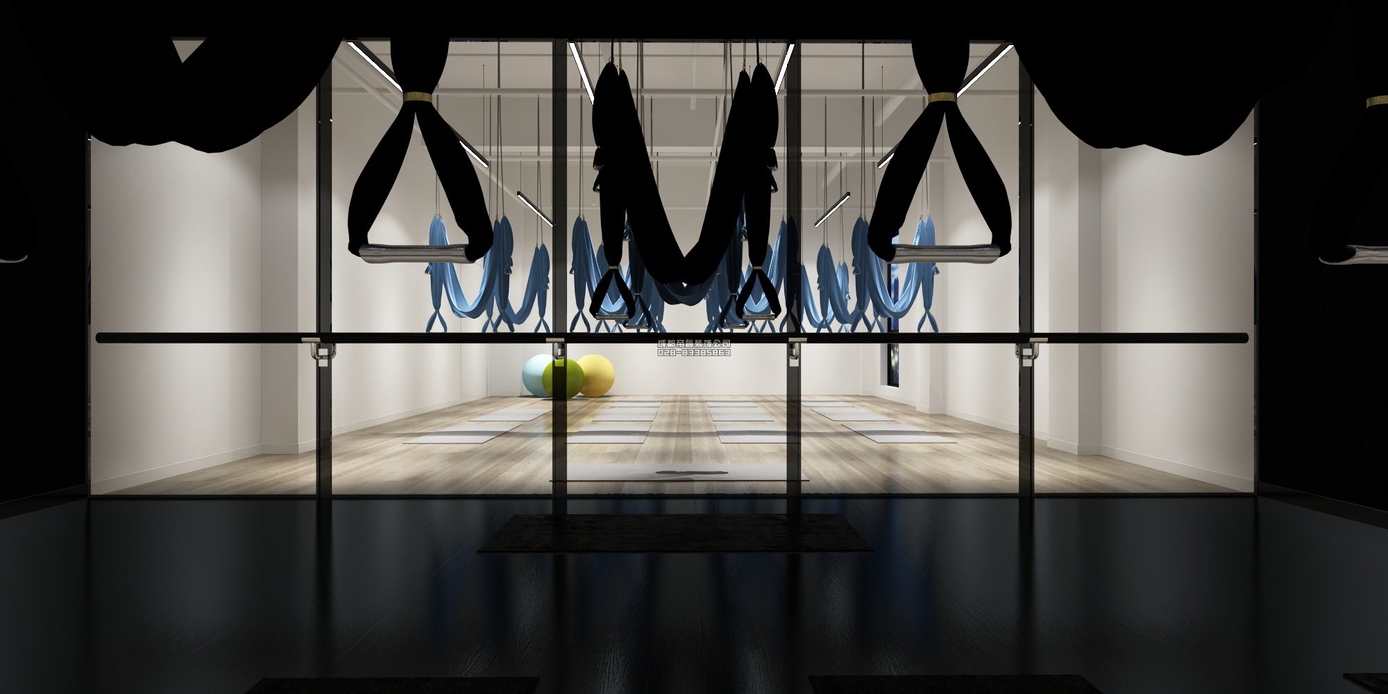 瑜伽健身中心夜景装修效果