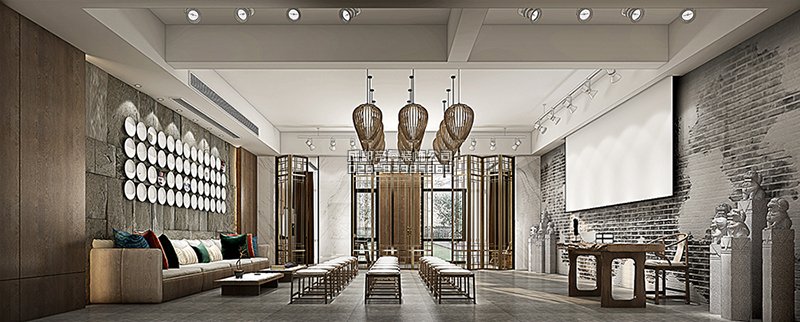 中式风格教育机构培训室装修效果图