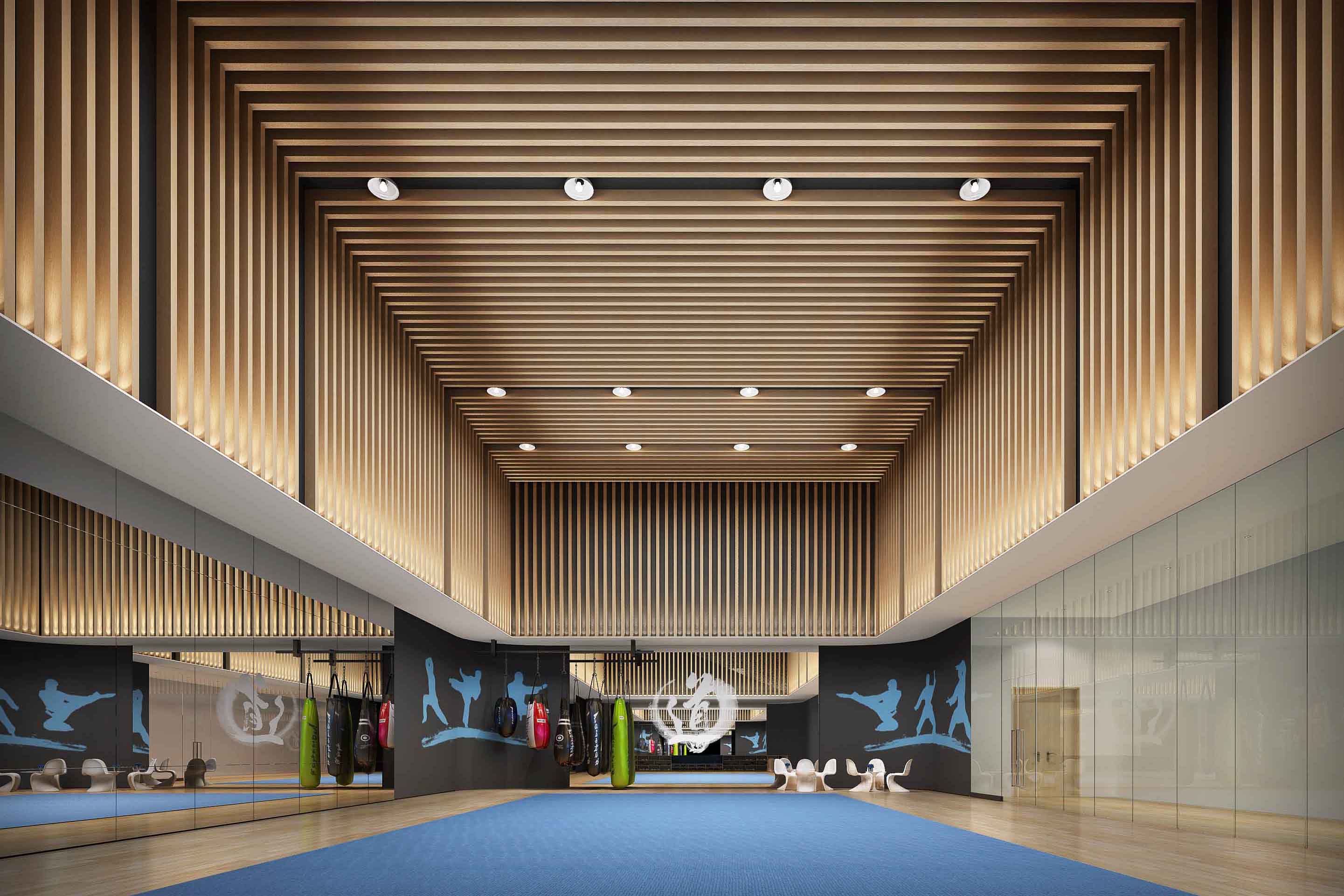 现代跆拳道武术馆装修设计效果图