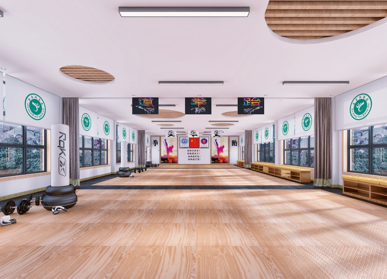 现代跆拳道武术馆装修设计效果图