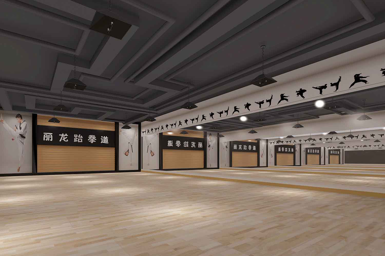 现代跆拳道武术馆装修设计效果图