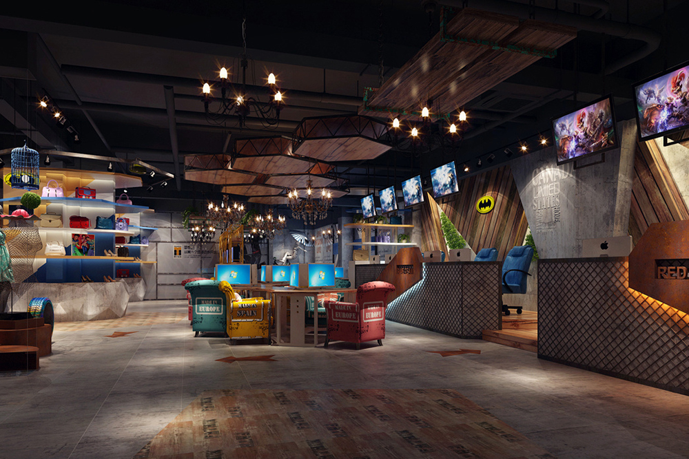 省钱网咖装修便宜设计效果图