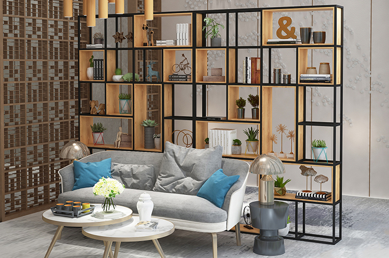 办公室钢木置物架装修效果图