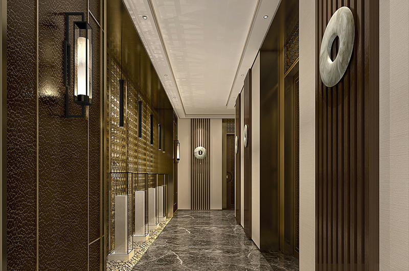 中式办公室过道装修效果图