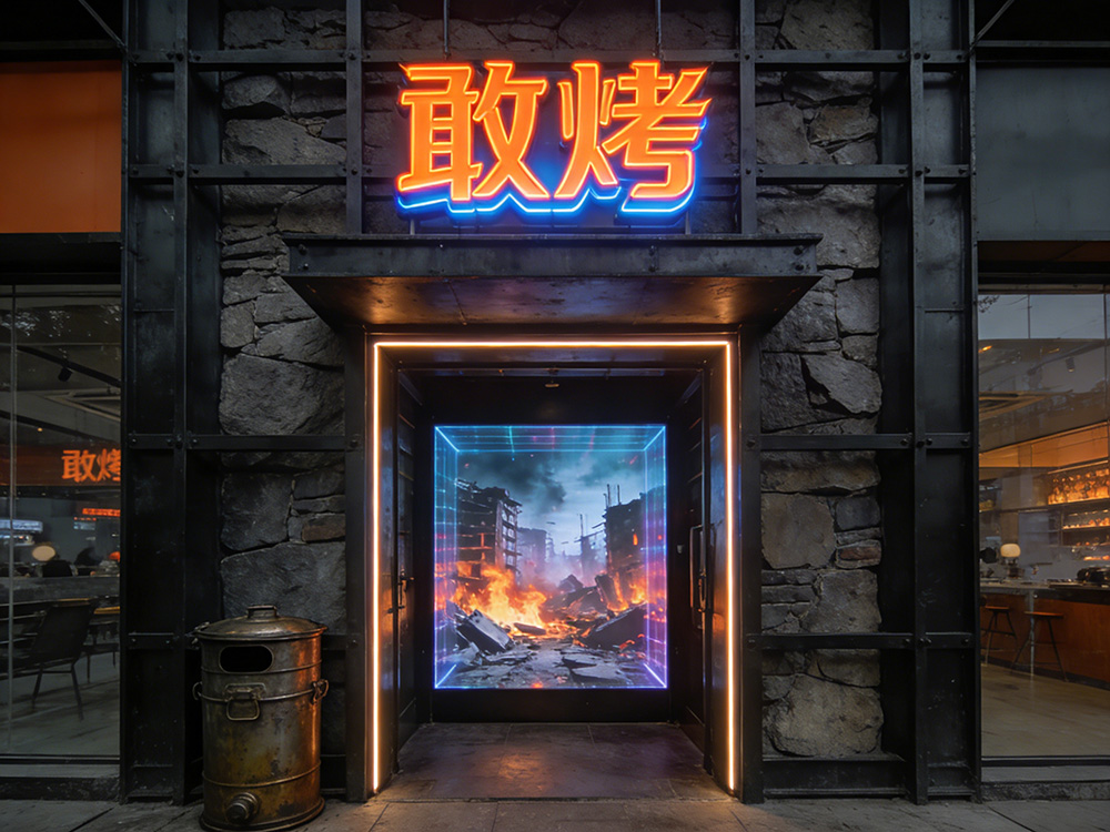 网红烤肉店暗黑科技风